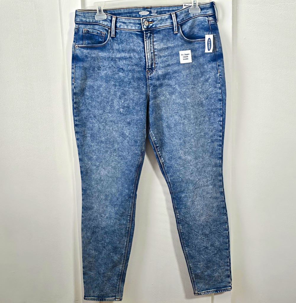 Old Navy Rockstar Super Skinny High Rise Built-In Warm Blue Jeans Size 16